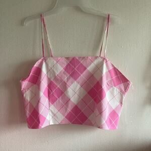 2x rue+ rue21 pink plaid crop top nwot